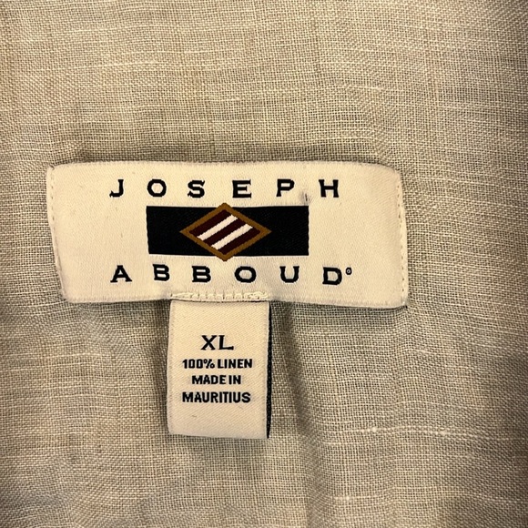 Joseph Abboud Linen Convertible-Sleeve Button Front Shirt Denim Blue Luxury XL - Picture 2 of 11